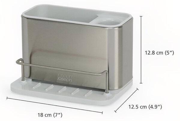 Joseph Joseph Stříbrno-bílý nerezový stojan na mycí prostředky Surface Sink Tidy
