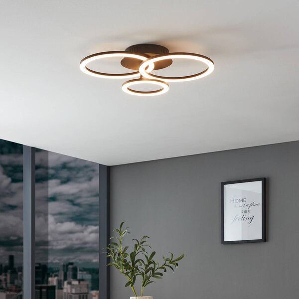EGLO connect Parrapos-Z LED stropní světlo 3zdroje, stmívatelný, Černá, Obývací pokoj / jídelna, kov, Moderní