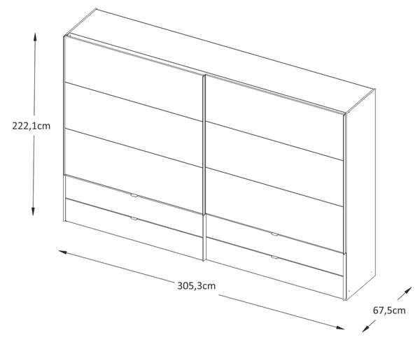 SKŘÍŇ S POSOUVACÍMI DVEŘMI, slonovinová, 306/222/68 cm Dieter Knoll - Šatní skříně