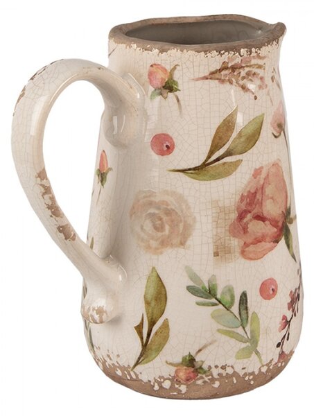 Keramický dekorační džbán s malbou růží Tilda Pink Elegance M – 17x12x18 cm