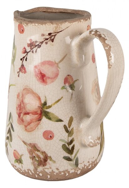 Keramický dekorační džbán s malbou růží Tilda Pink Elegance M – 17x12x18 cm