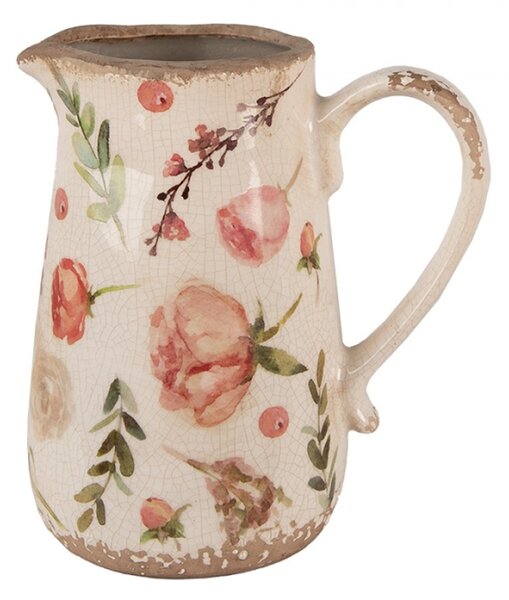 Keramický dekorační džbán s malbou růží Tilda Pink Elegance M – 17x12x18 cm