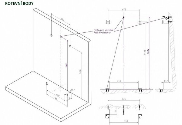 Sestava magnetické tabule TR K II. 200 x 120 cm - TR K 200/120 ZBBBZ + SZAL
