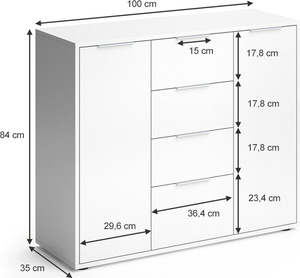 Kredenc Vicco Leon Bílá 35 x 84 cm, Model 29455