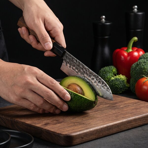 Kuchyňský nůž santoku z japonské oceli SaKuRo Eben 12,7 cm