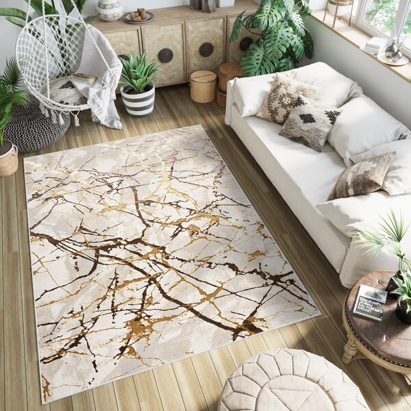 Makro Abra Kusový koberec GOLDEN MZ34D Moderní Abstraktní krémový Rozměr: 120x170 cm