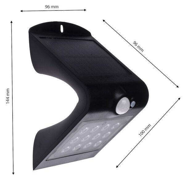 Exteriérové ​​solární nástěnné LED svítidlo Butterfly, 1x LED 1,5w, černá, pohybový senzor
