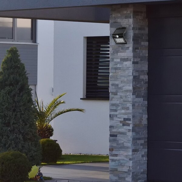 Exteriérové ​​solární nástěnné LED svítidlo Butterfly, 1x LED 1,5w, černá, pohybový senzor
