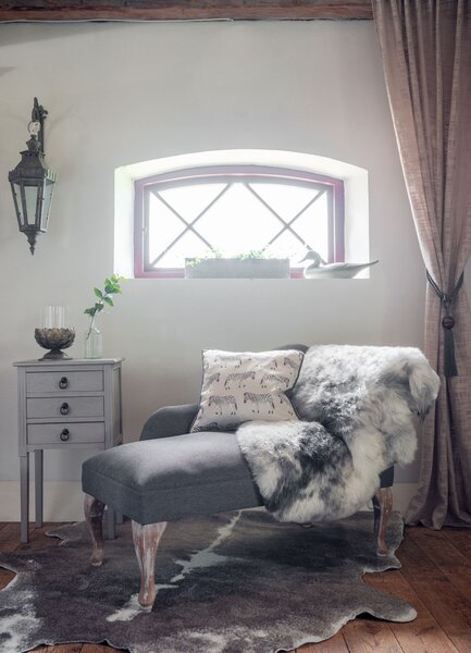 Skinnwille Home Collection Umělá hovězí kůže Rosa, šedo-bílá, 152x213 cm