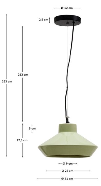 Zelené keramické závěsné světlo Kave Home Portol 31 cm