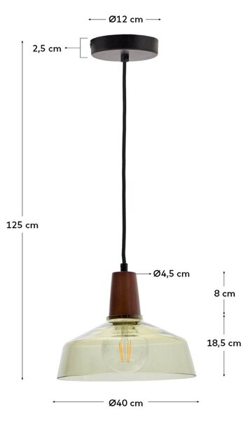 Zelené skleněné závěsné světlo Kave Home Silex 40 cm