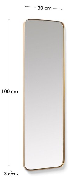 Zlaté kovové závěsné zrcadlo Kave Home Marco 100 x 30 cm