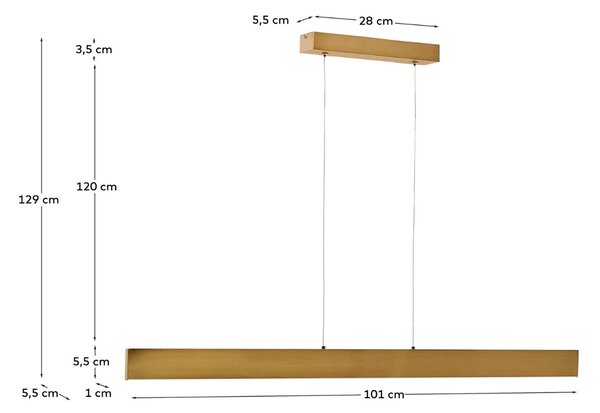 Zlaté závěsné LED světlo Kave Home Boadella 101 cm