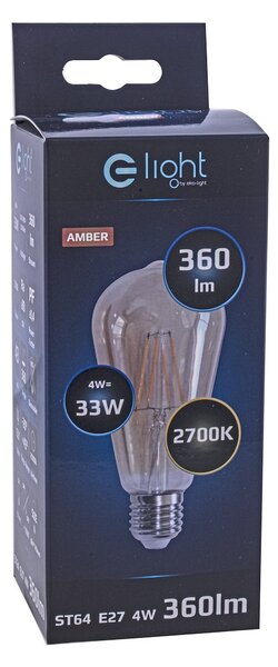 Dekorační LED žárovka E27 teplá 2700k 4w 400 lm jantarová