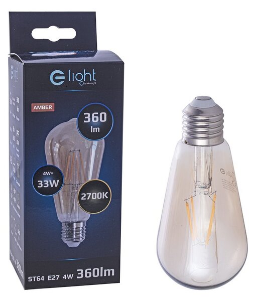 Dekorační LED žárovka E27 teplá 2700k 4w 400 lm jantarová