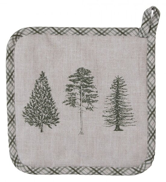 Bavlněná chňapka / podložka pod hrnec se vzorem jehličnatých stromů Natural Pine Trees – 20x20 cm