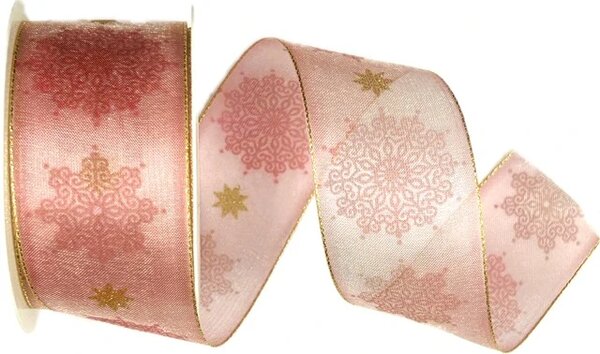 Vánoční stuha Winter Elegance – Blush Gold 40mm x 2m (16,-Kč/m)