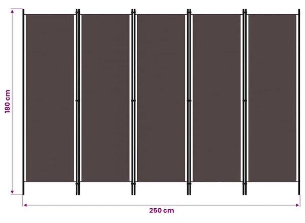 6dílný paraván hnědý 300 x 180 cm 320728