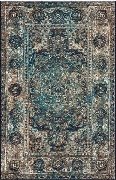 Kusový koberec vlněný Agnella Agnus Morton Klasický béžový hnědý zelený Rozměr: 170x240 cm