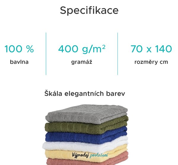 Osuška SOFT 70 x 140 cm krémová, 100% bavlna