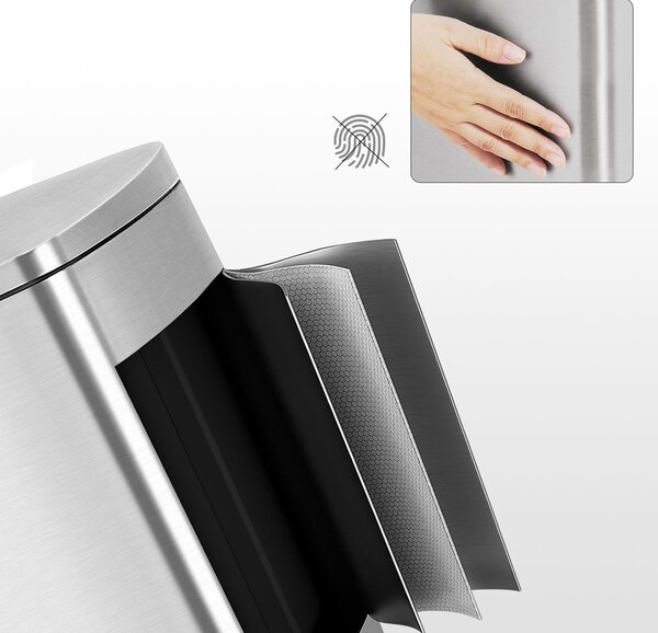 Odpadkový koš s pomalým zavíráním TIDY, 50 l, stříbrná SongmicsHome