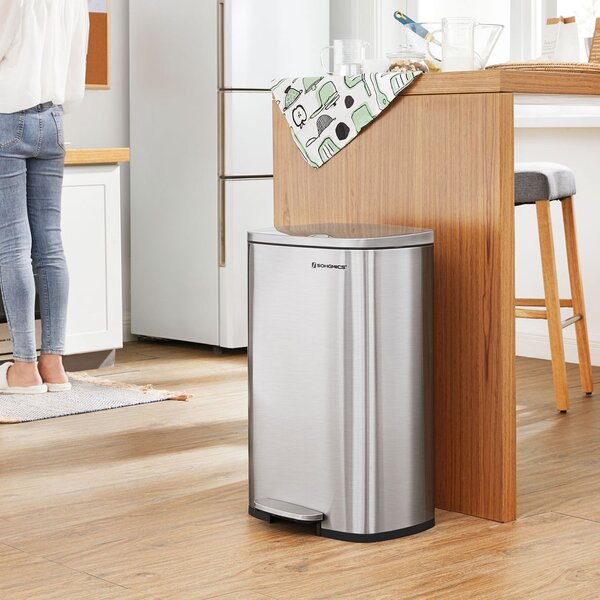 Odpadkový koš s pomalým zavíráním TIDY, 50 l, stříbrná SongmicsHome