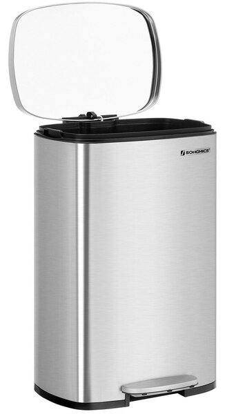 Odpadkový koš s pomalým zavíráním TIDY, 50 l, stříbrná SongmicsHome