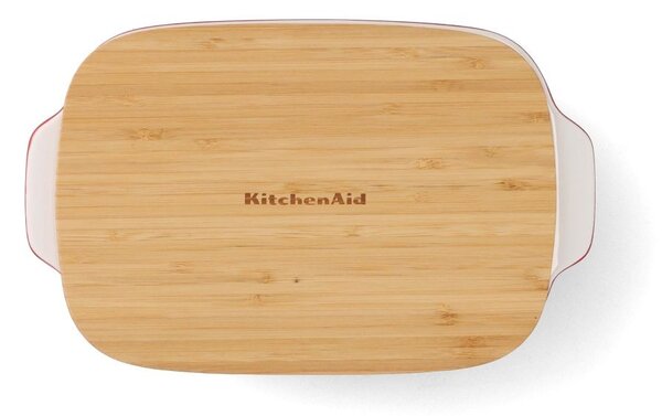 KitchenAid pekáč s dřevěným víkem - střední, královská červená