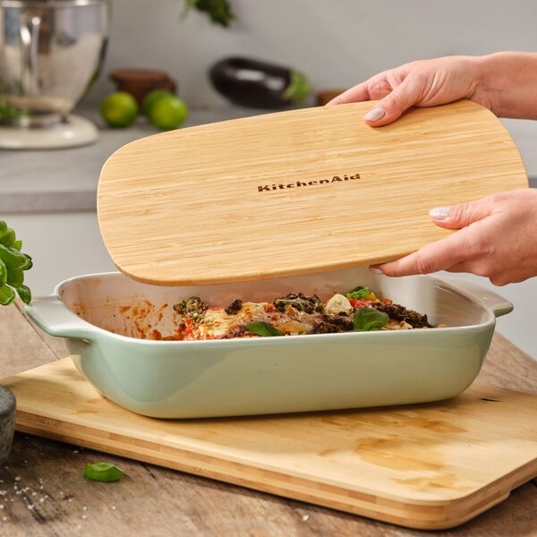 KitchenAid pekáč s dřevěným víkem - velký, pistáciová