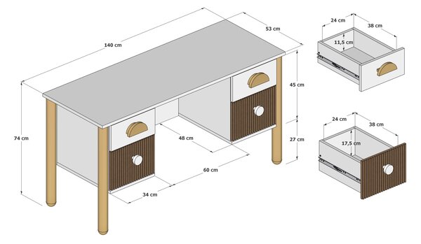 Dětský stůl Loft Barevné provedení: Bílá