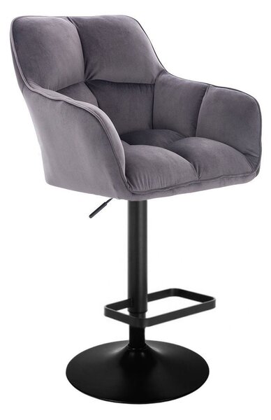 LuxuryForm DESIGN Barová židle AMALFI VELUR na černé kulaté podstavě - tmavě šedá