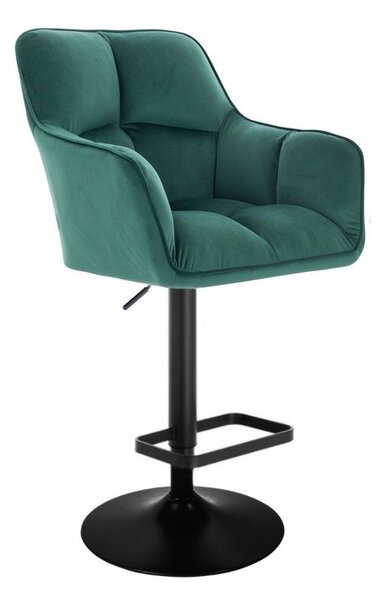 LuxuryForm DESIGN Barová židle AMALFI VELUR na černé kulaté podstavě - zelená
