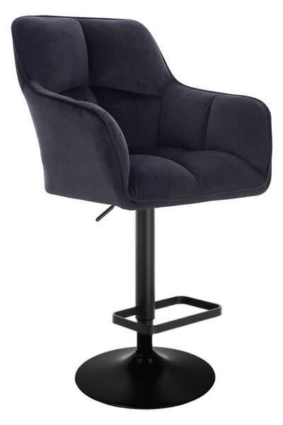 LuxuryForm DESIGN Barová židle AMALFI VELUR na černé kulaté podstavě - černá