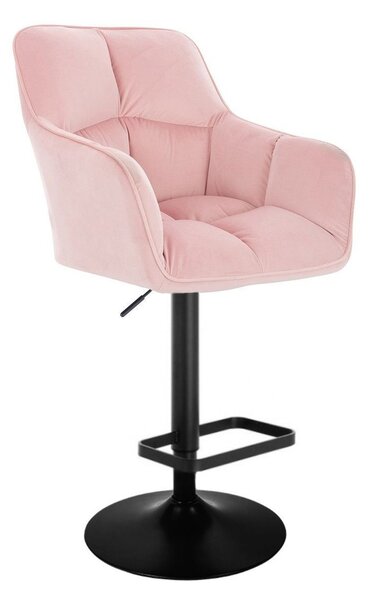 Barová židle AMALFI VELUR na černém talíři - růžová