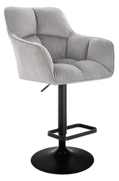 LuxuryForm DESIGN Barová židle AMALFI VELUR na černé kulaté podstavě - světle šedá