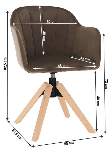 Otočné křeslo, velvet látka, šedohnědá taupe / buk, DALIO