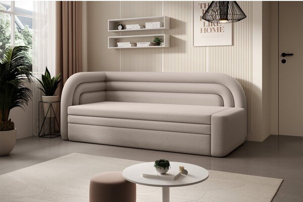 Béžová sametová rozkládací/s úložným prostorem pohovka levý roh 223 cm Fabillo – ELTAP
