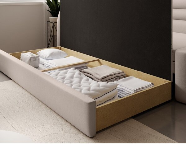 Béžová sametová rozkládací/s úložným prostorem pohovka levý roh 223 cm Fabillo – ELTAP