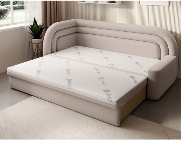 Béžová sametová rozkládací/s úložným prostorem pohovka levý roh 223 cm Fabillo – ELTAP