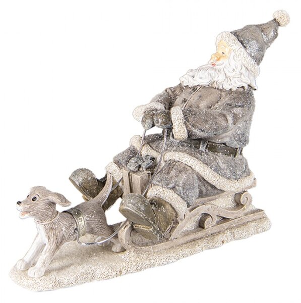 Dekorativní soška Santy na saních s pejskem – 24x8x16 cm