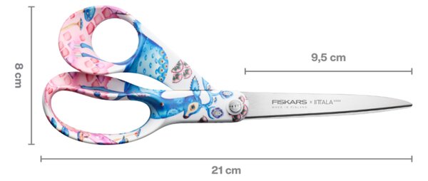 Fiskars Nůžky Satumetsä 21cm, růžovo-modré