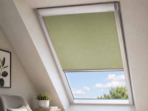 Roleta na střešní okna FAKRO TYP OKNA: FAKRO 01: 55/78 Úhel zasklívací lišty: 102° Rozměry: 390mm x 612mm, kategorie látek: zastiňující