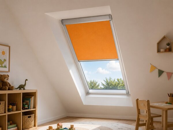 Roleta na střešní okna FAKRO TYP OKNA: FAKRO 01: 55/78 Úhel zasklívací lišty: 102° Rozměry: 390mm x 612mm, kategorie látek: zastiňující