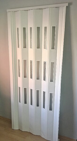 PETROMILA Koženkové shrnovací dveře bílá 83x200cm TYP: plné