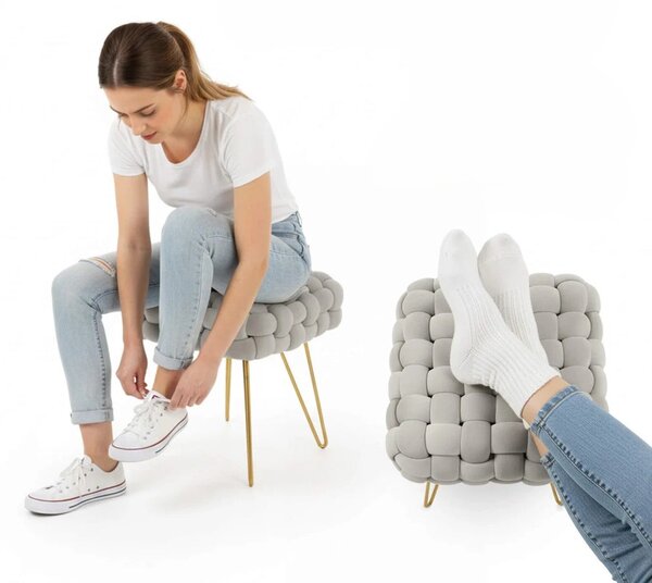 Elegantní taburet DESIRE - světle šedý