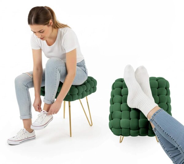 Elegantní taburet DESIRE - láhvově zelený