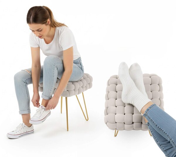 Elegantní taburet DESIRE - krémový
