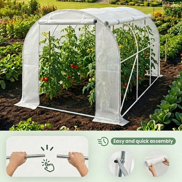 Zahradní foliovník s rolovacími bočnicemi 200x300x200 cm LUMPAN - bílý