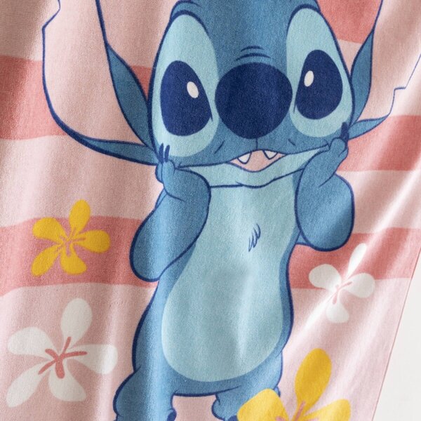 Dětská osuška Stitch®, froté a velur 320g/m1 růžová