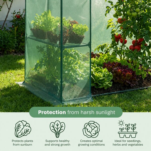 Mini zahradní foliovník s poličkami 143x73x195 cm LUMPAN - zelený